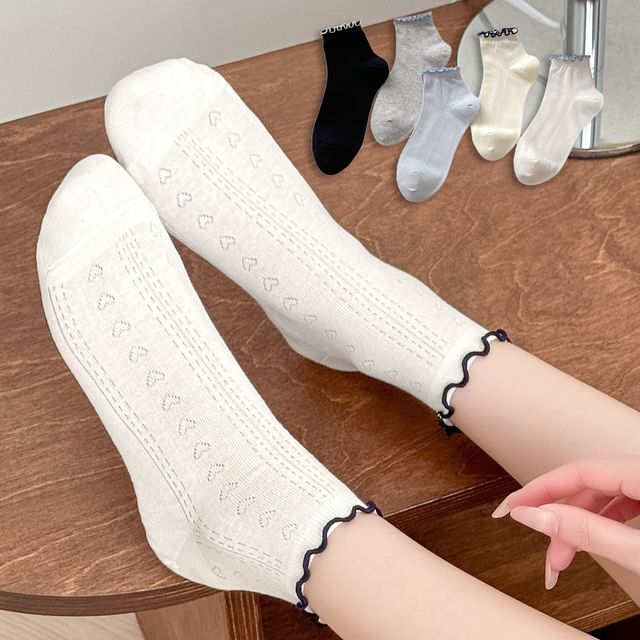 Mimiyu-Lettuce Edge Crew Socks Set