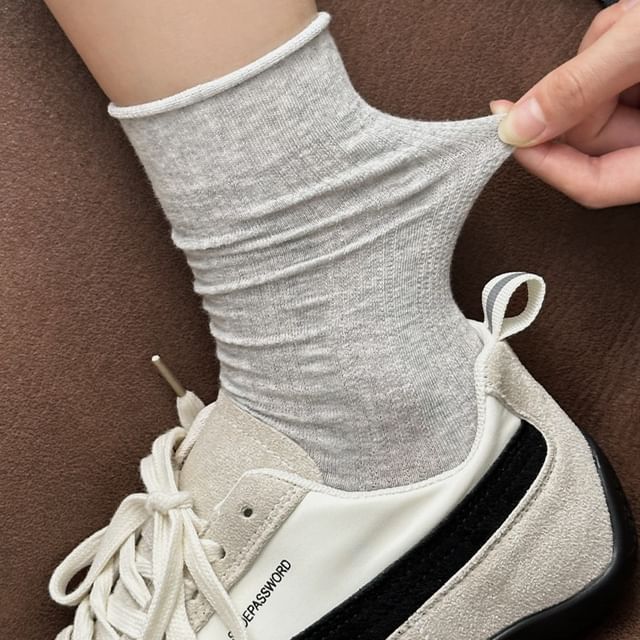 Mimiyu-Plain Ankle Socks Set