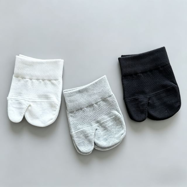 Mimiyu-Plain Half Palm Tabi Socks Set