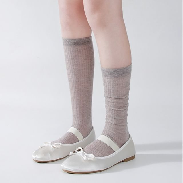 Mimiyu-Plain Mid Calf Socks Tall Socks