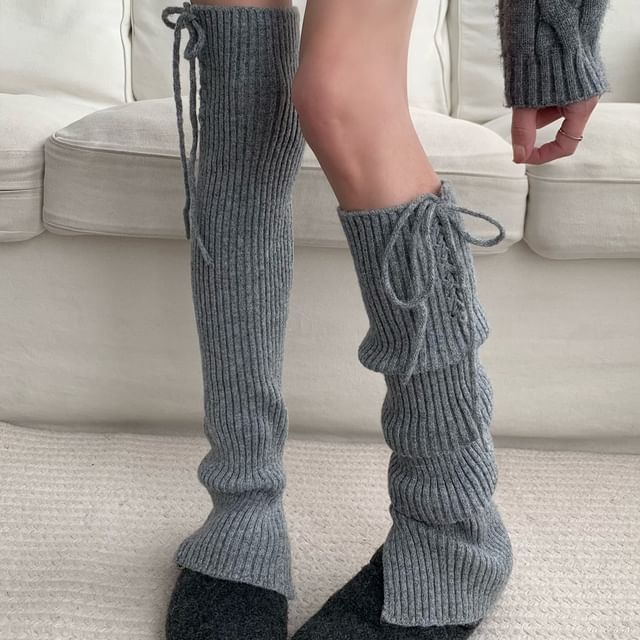 Mimiyu-Plain Over-The-Knee Knit Leg Warmers