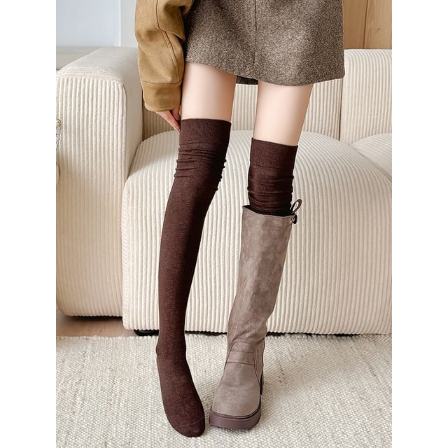 Mimiyu-Plain Over-the-Knee Socks Set