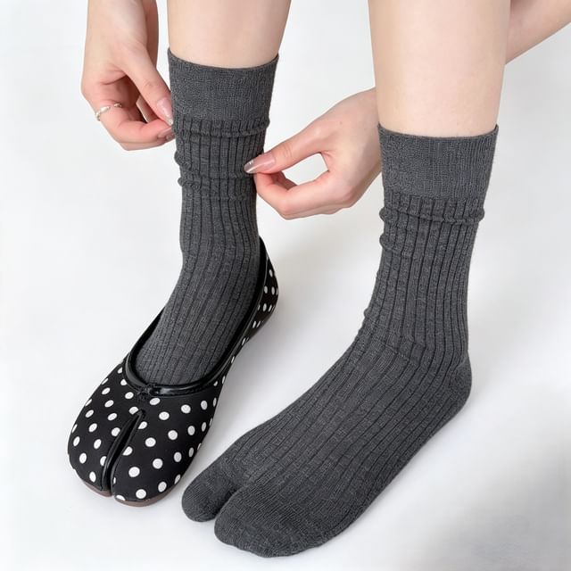 Mimiyu-Plain Ribbed Kimono Socks Set