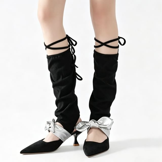 Mimiyu-Plain Tie-Up Leg Warmers