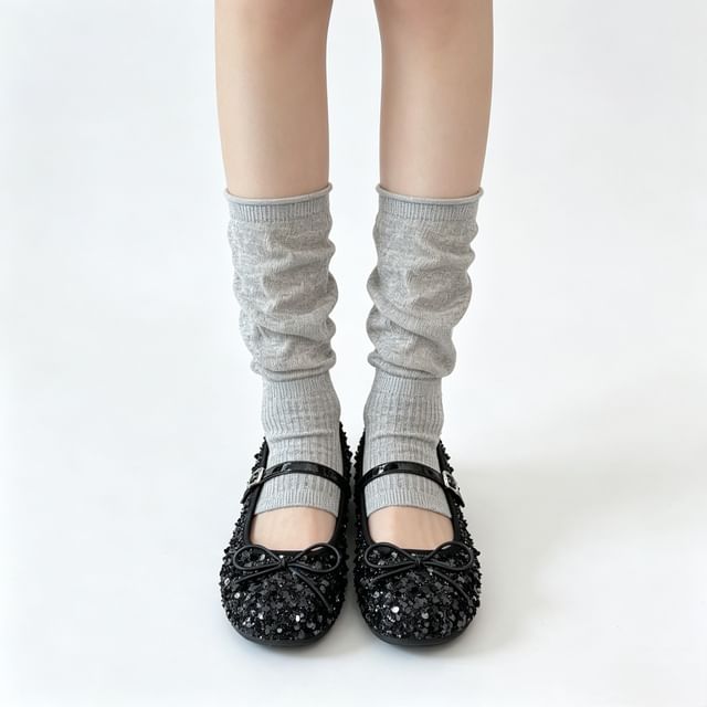 Mimiyu-Sheer Plain Leg Warmer Set