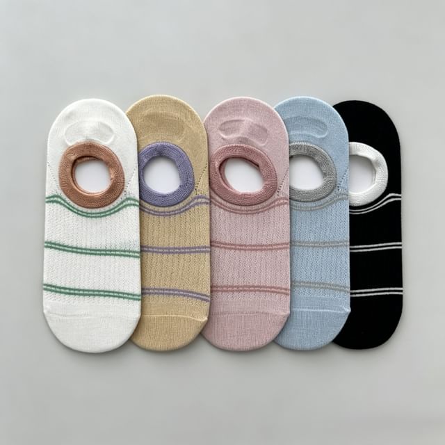 Mimiyu-Striped No Show Socks Set