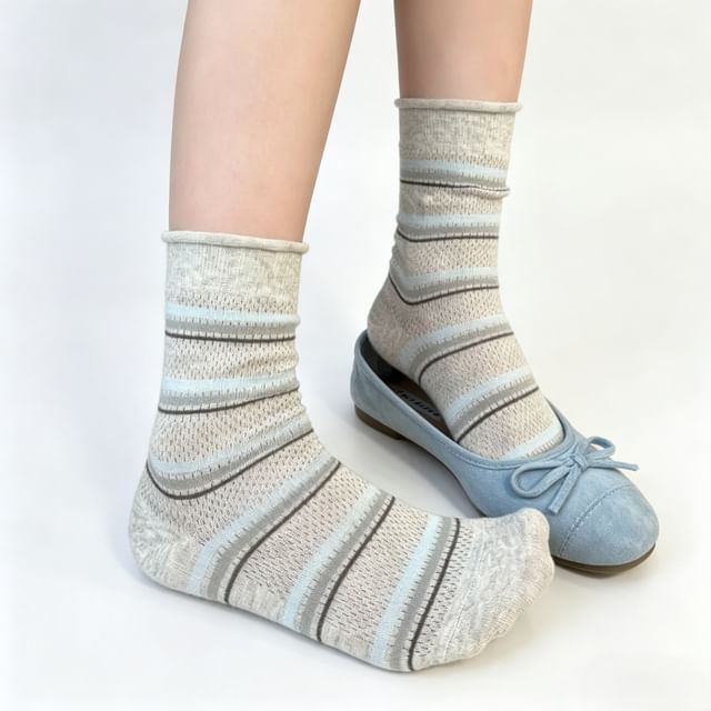 Mimiyu-Striped Short Socks Set