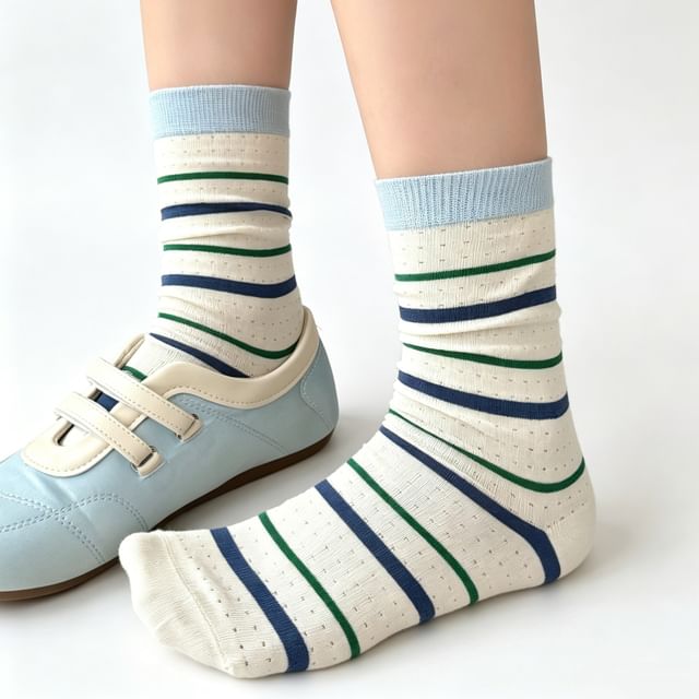 Mimiyu-Striped Short Socks Set