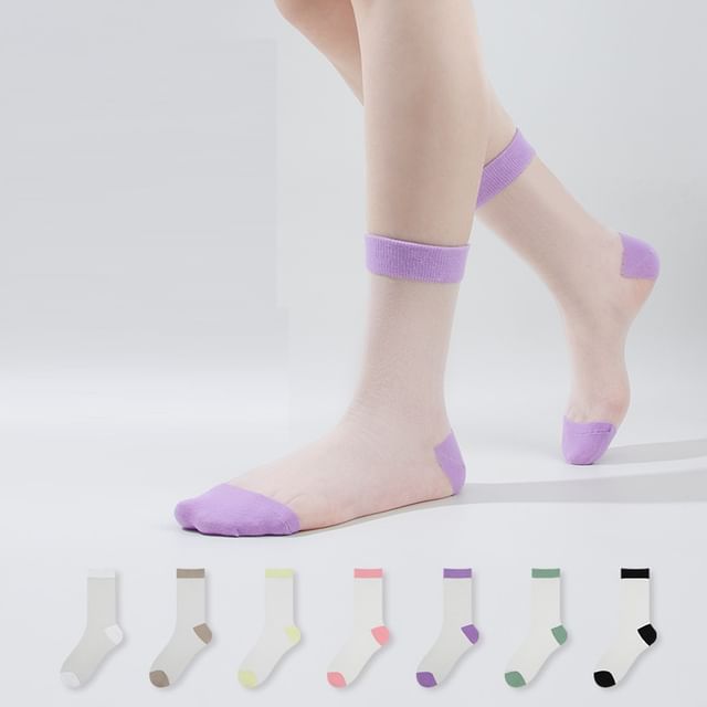 Mimiyu-Two Tone Sheer Socks