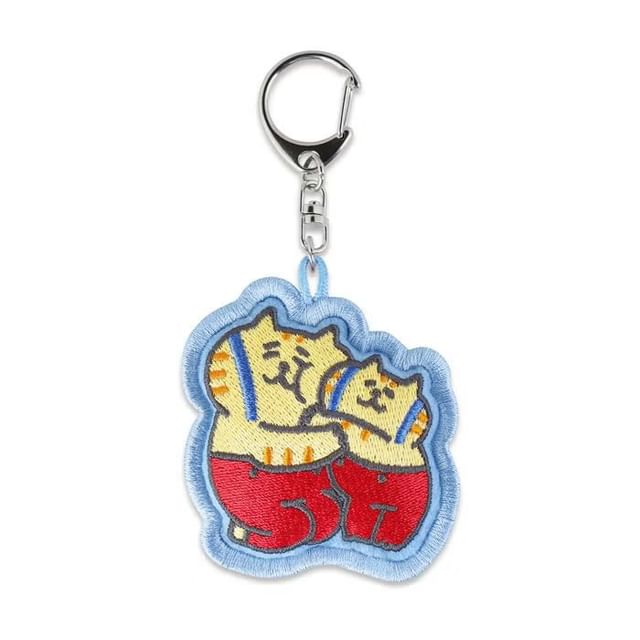 MIND WAVE-Cat Embroidered Bag Charm Keyring Hug