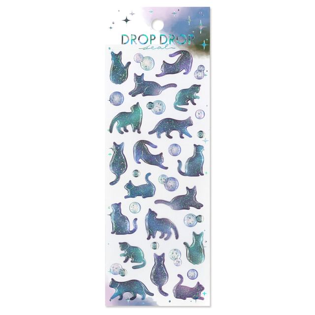 MIND WAVE-Drop Drop Resin Glitter Sticker cat