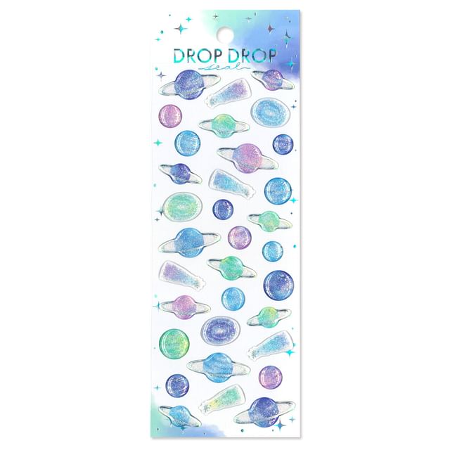 MIND WAVE-Drop Drop Resin Glitter Sticker planet