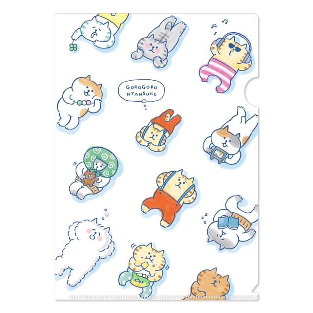 MIND WAVE-Gorogoro Nyansuke A4 Clear File Folder White