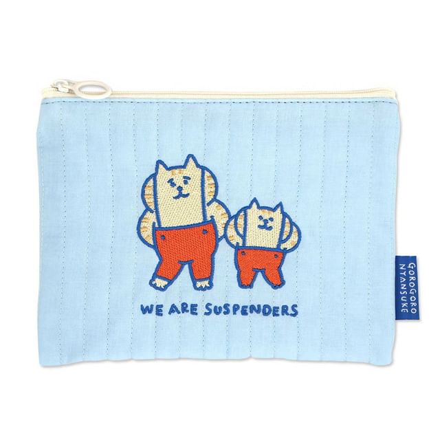 MIND WAVE-Gorogoro Nyansuke Cat Suspender Blue Pouch
