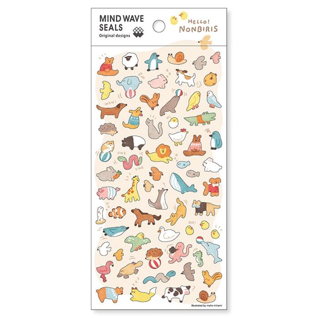 MIND WAVE-HELLO NONBIRIS Relaxed Animals Mini Stickers
