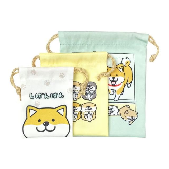 MIND WAVE-SHIBANBAN Shiba Dog Drawstring Pouch Set