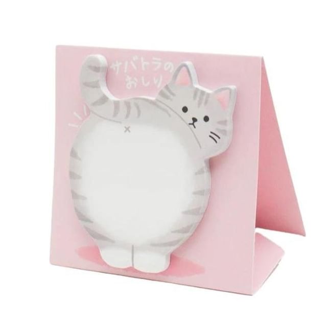 MIND WAVE-Standing Sticky Notes Silver Tabby Cats Butt
