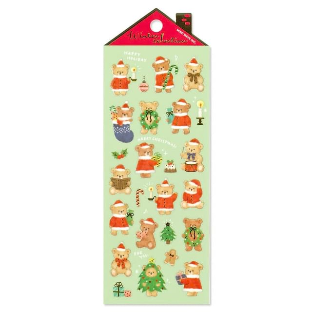 MIND WAVE-Winter Selection Sticker Fluffy Bear Christmas Santa