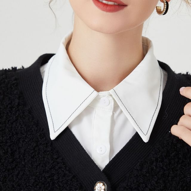 MIOW-Contrast Stitched Decorative Collar
