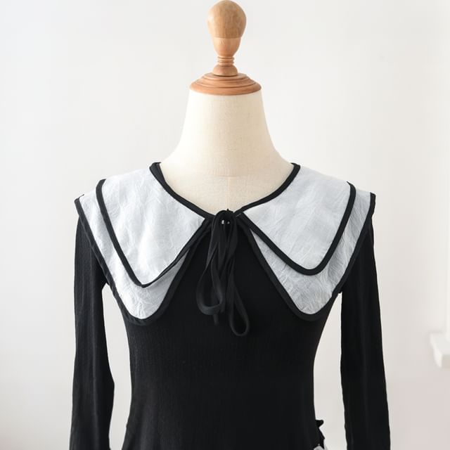 MIOW-Contrast Trim Layered Decorative Collar