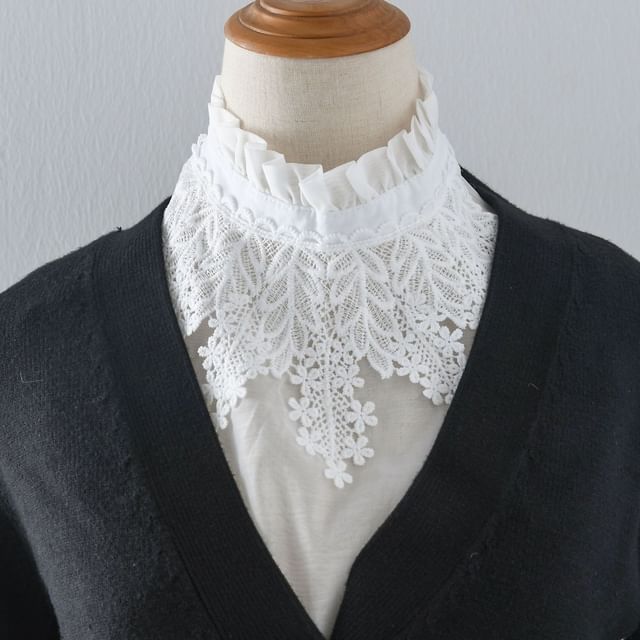 MIOW-Plain Frill Panel Lace Decorative Collar