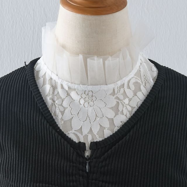MIOW-Plain Mesh Panel Lace Decorative Collar