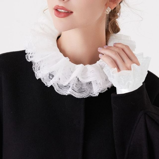 MIOW-Plain Ruffle Lace Decorative Collar Wrist Cuffs
