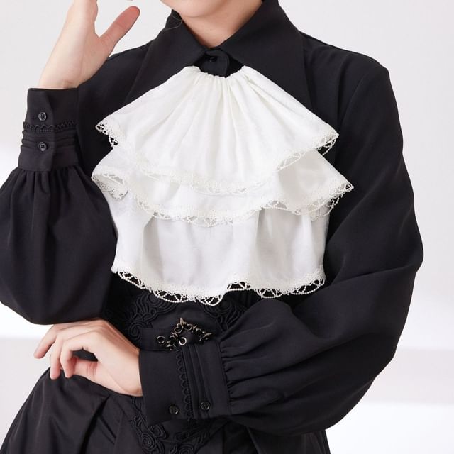 MIOW-Plain Ruffle Lace Trim Decorative Collar