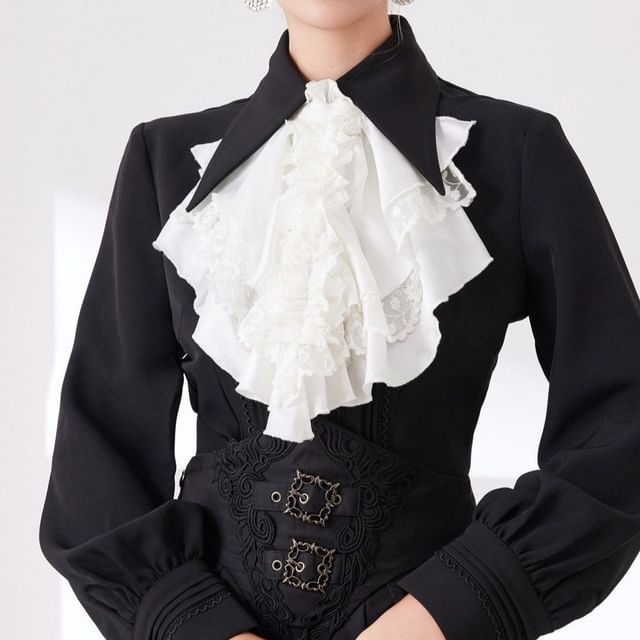 MIOW-Plain Ruffle Panel Mesh Decorative Collar