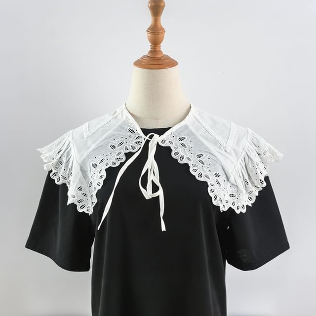 MIOW-Plain Ruffle Tie-Up Decorative Collar