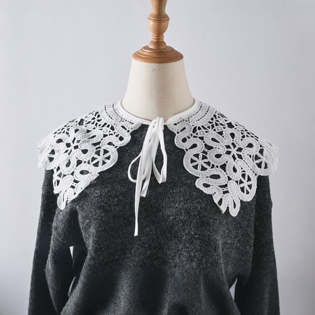 MIOW-Plain Tie-Up Lace Decorative Collar