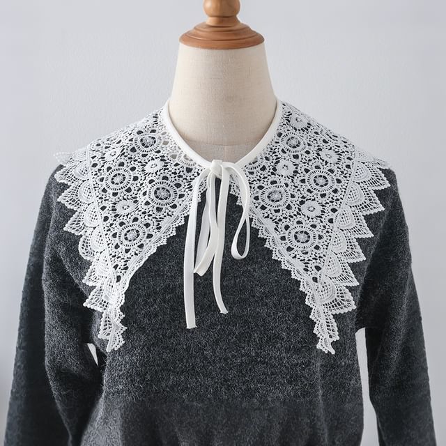 MIOW-Plain Tie-Up Lace Decorative Collar