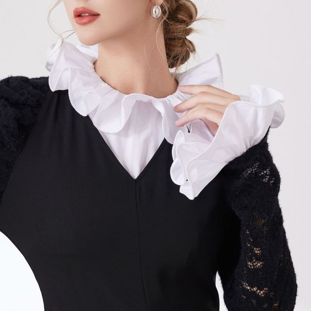 MIOW-Ruffle Decorative Collar Wrist Cuffs Set