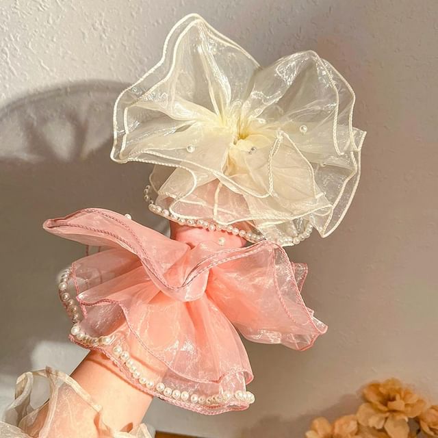 Miss Floral-Bead Fabric Scrunchie