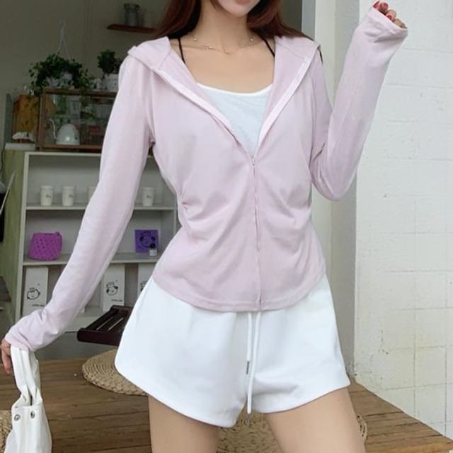 Miss Kekeli-Hooded Plain Zip Jacket