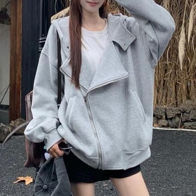 Miss Kekeli-Plain Oversized Zip Hoodie