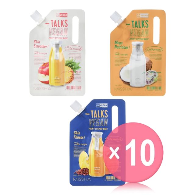 MISSHA-Talks Vegan Squeeze Pocket Sleeping Pack - 3 Types 10pcs Bundle Set