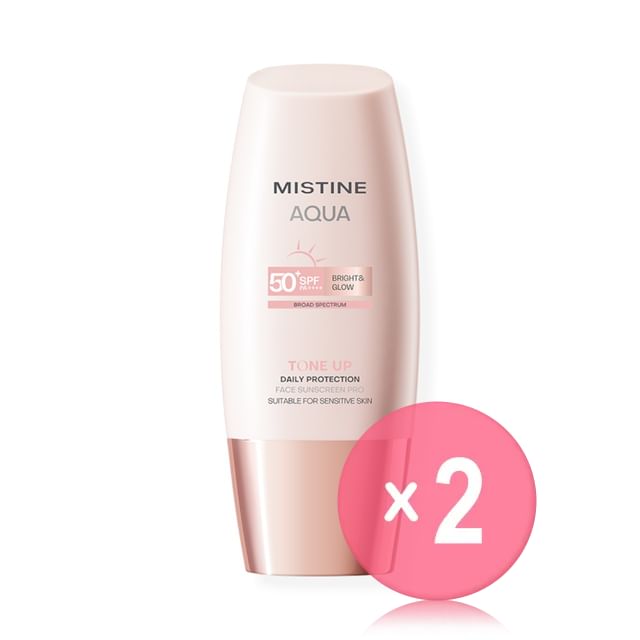 MISTINE-Aqua Base Daily Protection Bright Glow Face Sunscreen PRO SPF50 PA 2pcs Bundle Set-40ml X 2 Pcs