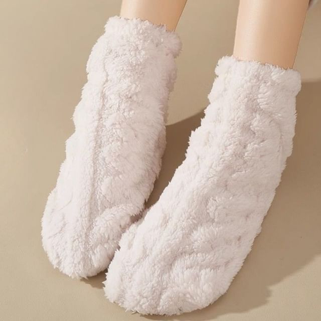 Miumi-Plain Coral Fleece Lounge Socks