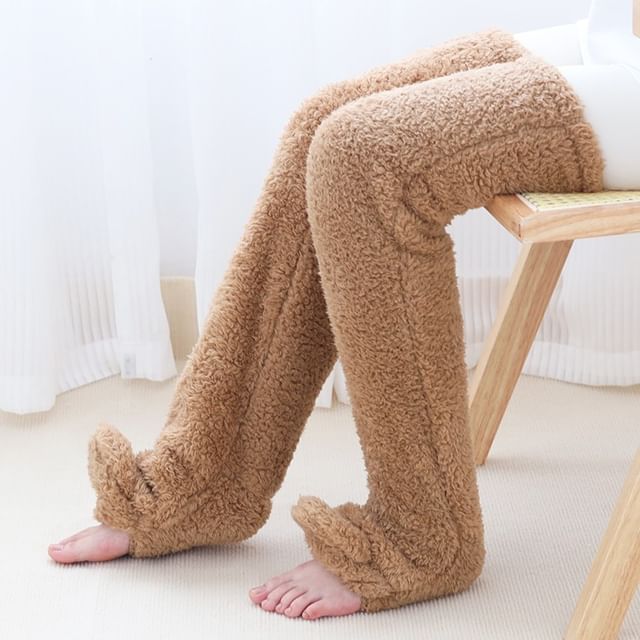 Miumi-Plain Fleece Over The Knee Lounge Socks