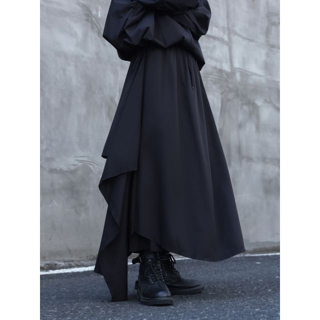 mivistyle-High Waist Layered Wide Leg Pants