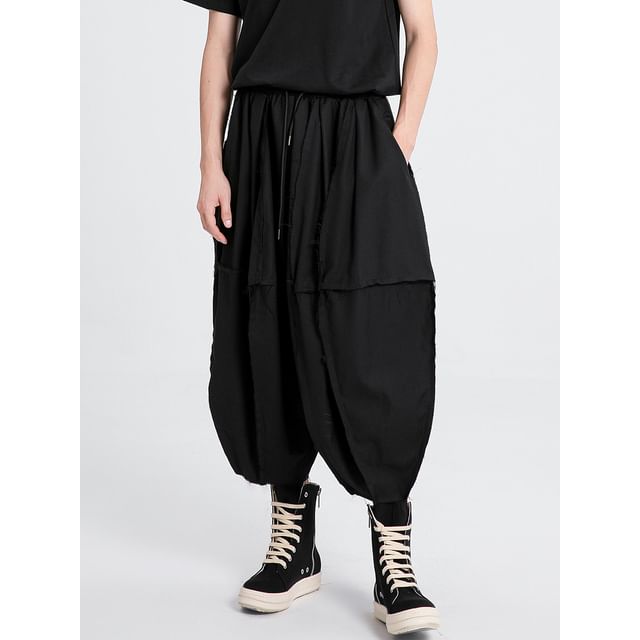 mivistyle-High Waist Plain Crop Harem Pants