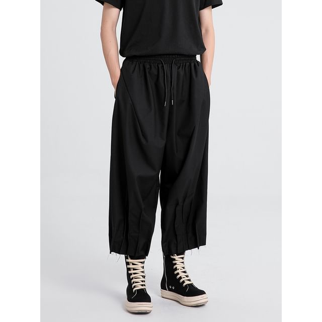 mivistyle-High Waist Plain Crop Harem Pants