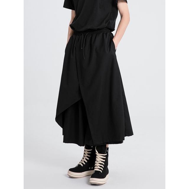 mivistyle-High Waist Plain Wide Leg Pants