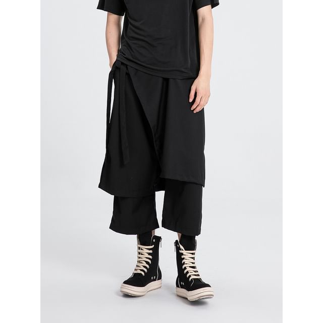 mivistyle-Mock Two-Piece High Waist Wide Leg Pants