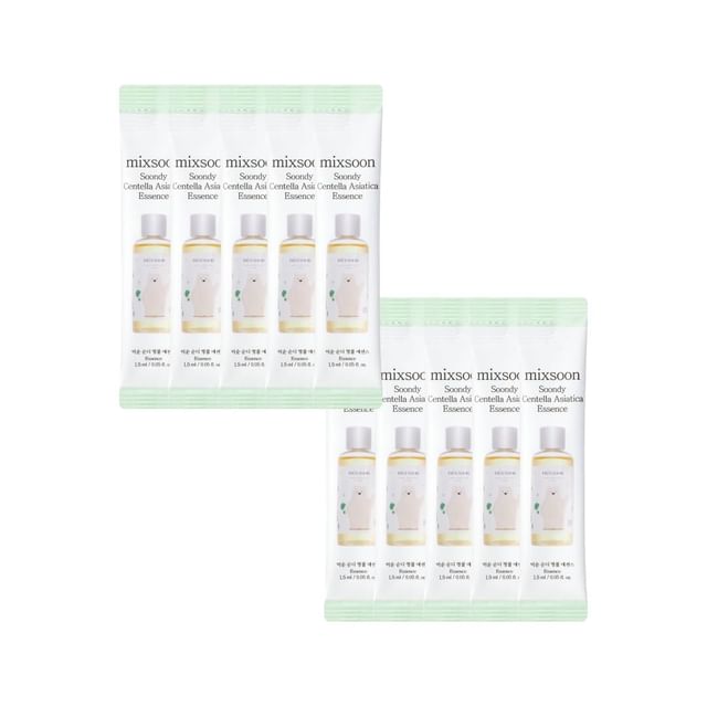 mixsoon-Soondy Centella Asiatica Essence Stick Pouch Set - Kit de Sachês de Essência de Centella Asiática - 10 Unid-15 Ml X 10 Unid