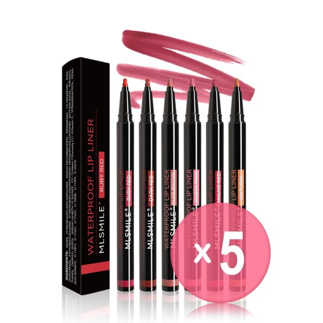 MLSMILE-Waterproof Lip Liner - 6 Colors 5pcs Bundle Set