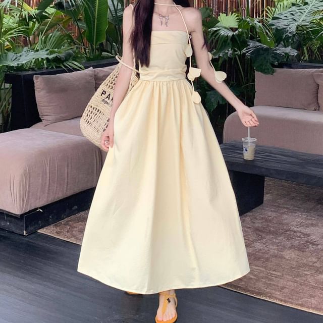 Moanum-Strapless Plain Bubble Top Strapless Plain Maxi A-Line Dress Sash Set