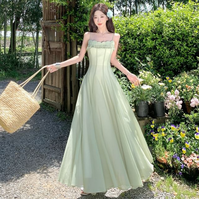 Moanum-Strapless Plain Maxi A-Line Dress