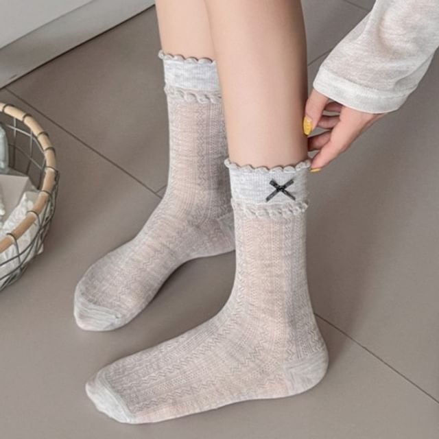 MOGLA-Bow Detail Crew Socks